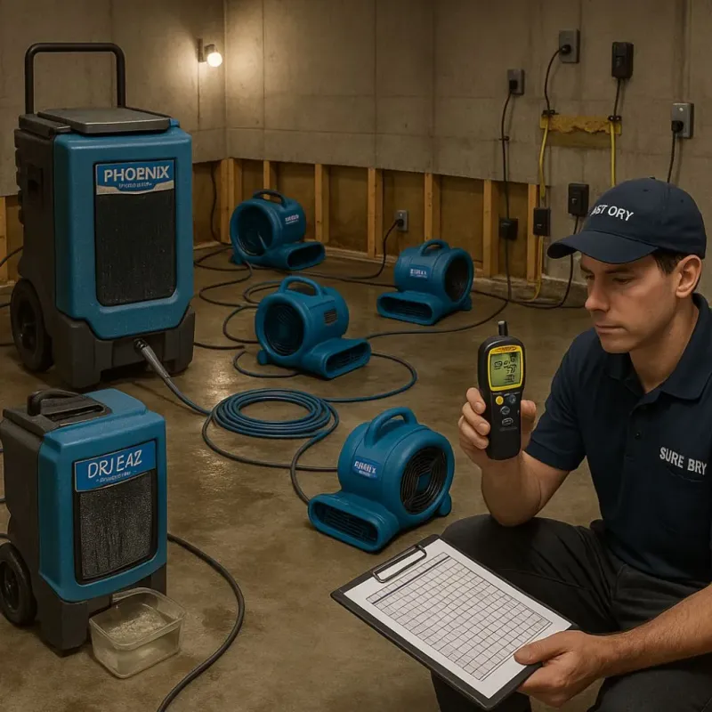 Structural Drying and Dehumidification process in Kerrville, TX